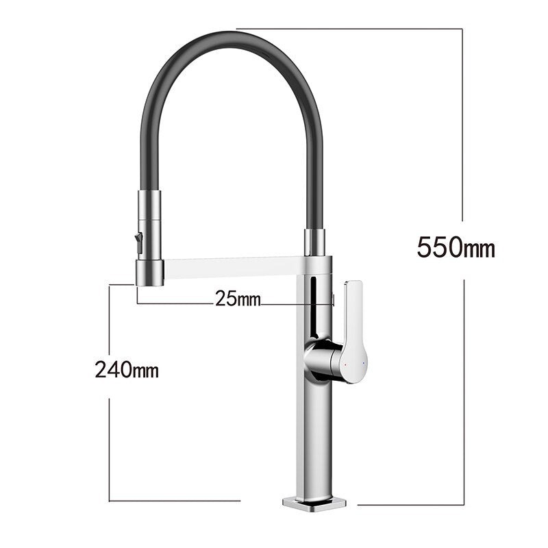 New 2025 design Barolo-Nordic design-Black with brushed gold -black matte-gun grey  tall 21" pull our dual spray kitchen faucet