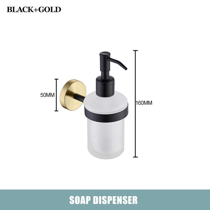 CARA-Black with brushed gold two tone bathroom accessories