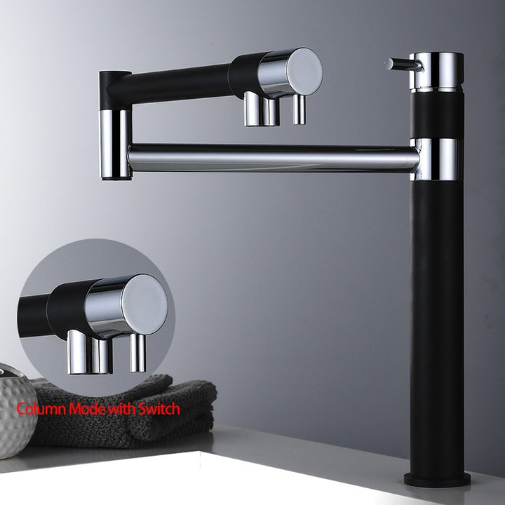 Hot and Cold Black with chrome deck mounted pot filler faucet