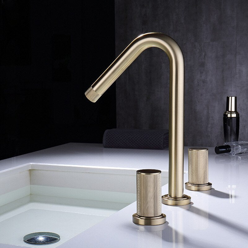 New 2023 Design Brushed Gold 8" Inch widespread bathroom faucet