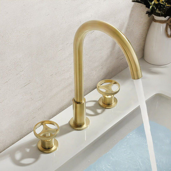 New 2025 design Bergen-Brushed gold Industrial 8" Inch widespread bathroom faucet (Copy)