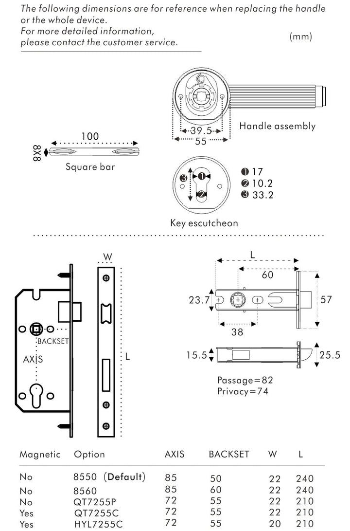 Brushed Gold Modern Interior Door Passage Lock Set