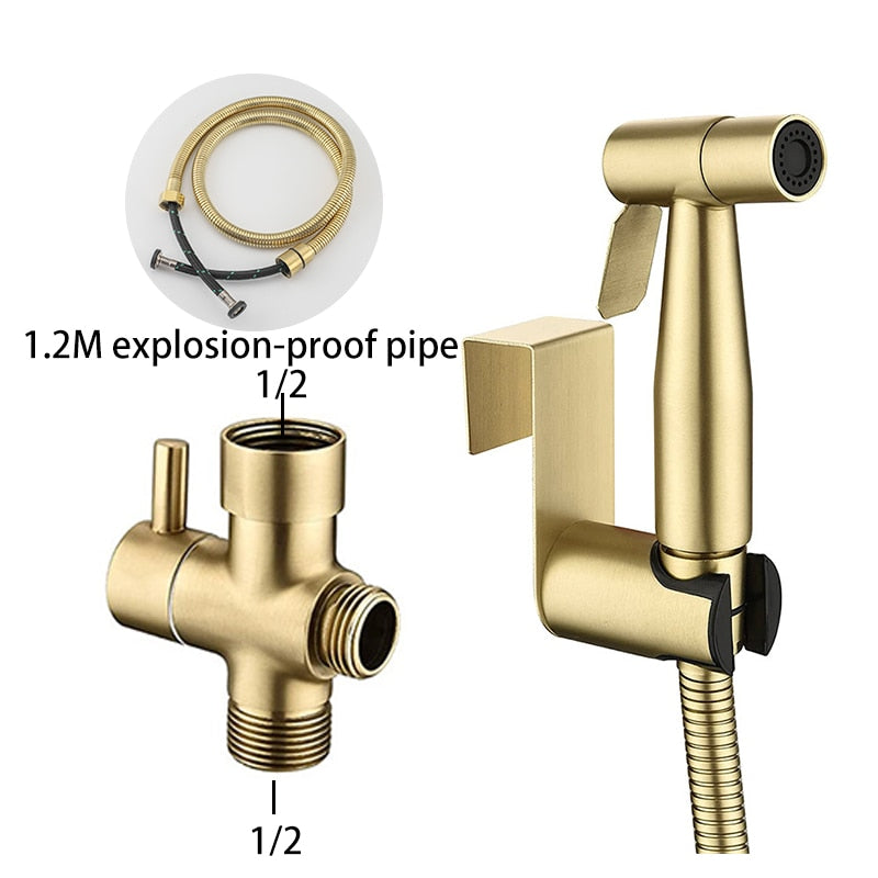 Brushed gold 3/4 hand held shataff bidet sprayer kit