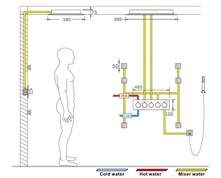 Gold Polished brass-Smart LCD Touch Control Display Shower Spa System