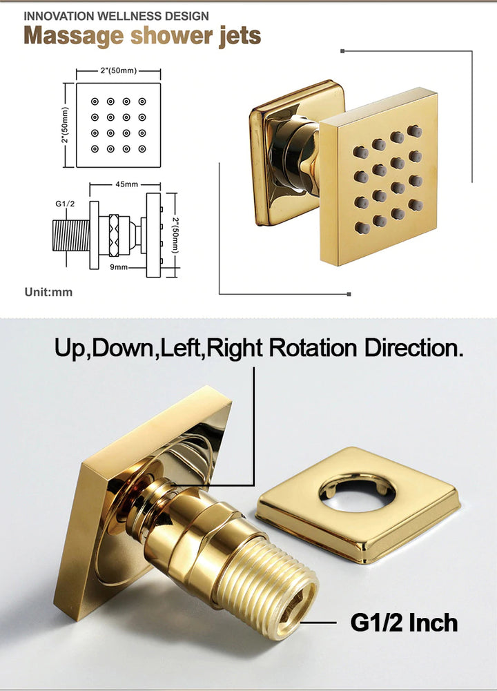 Gold Polished brass-Smart LCD Touch Control Display Shower Spa System