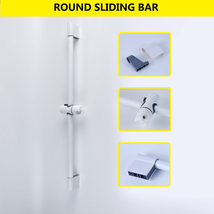 White matte square slide shower bar and spray set