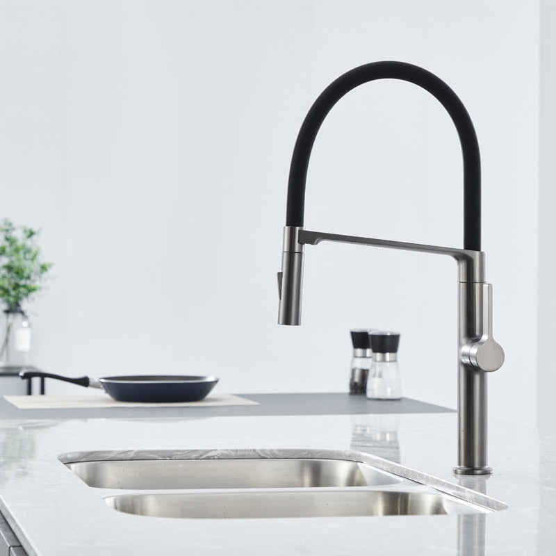 Nordic Design  2023 -Brushed Gold-Gun grey-Black Matte Tall 21" Pull Out Kitchen Faucet