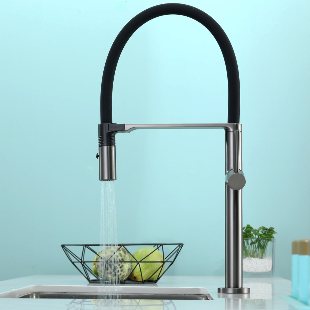 Grey Gun-Black with Rose Gold-Black Matte  Tall Kitchen Faucet