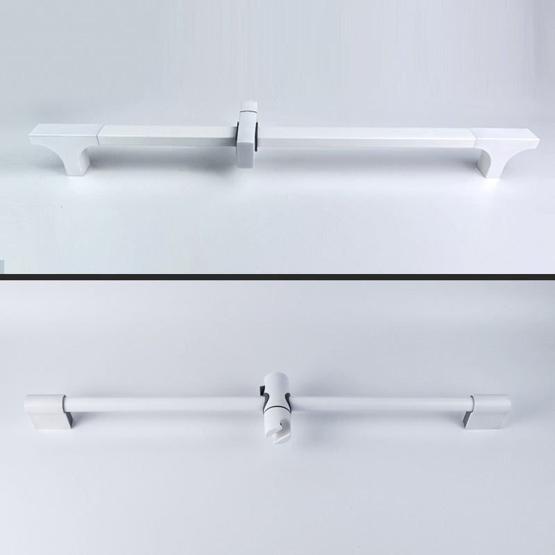 White matte square slide shower bar and spray set