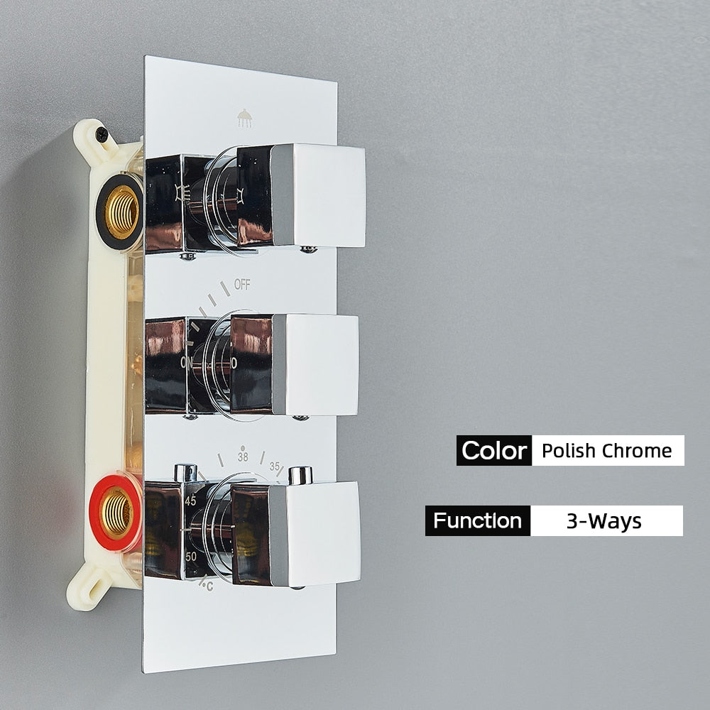 Thermostatic 3 way function with  trim and valve set