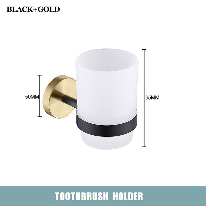 CARA-Black with brushed gold two tone bathroom accessories