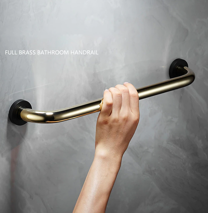 Black with brushed gold two tone safety shower grab bar