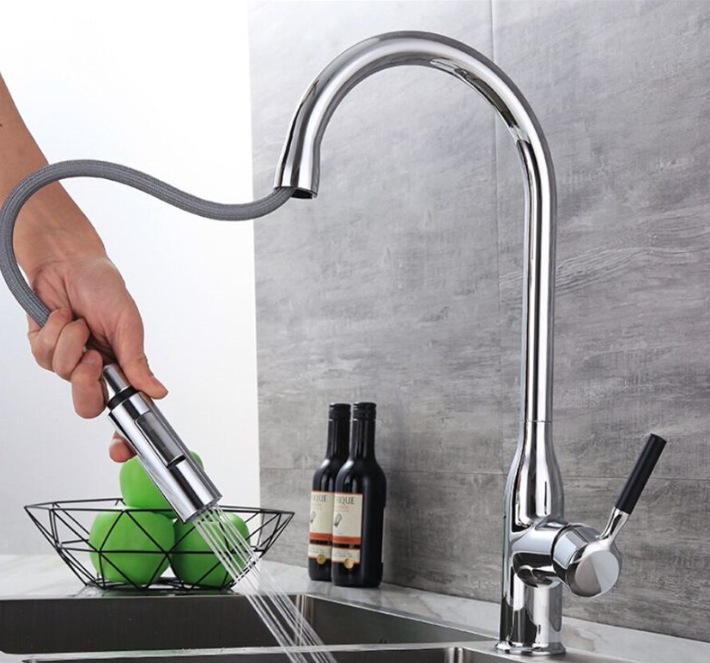 White-Matte Black Tall Dual Pull Out Sprayer  Kitchen Faucet