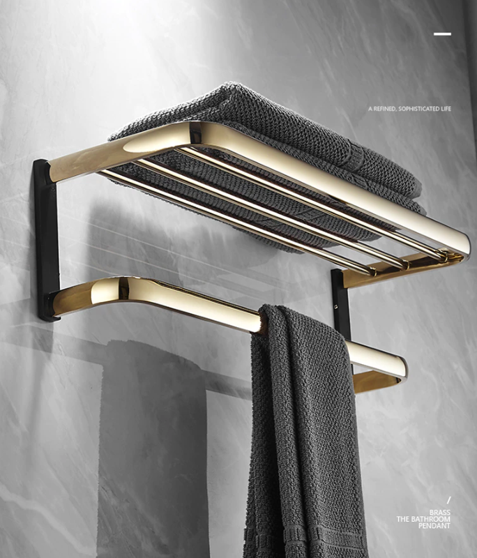 Gold with Black Bathroom Accessories