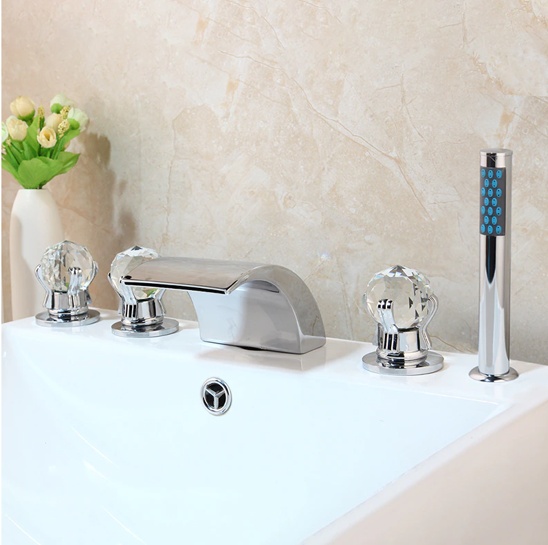 Chrome Waterfall Bathtub Filler Faucet Set