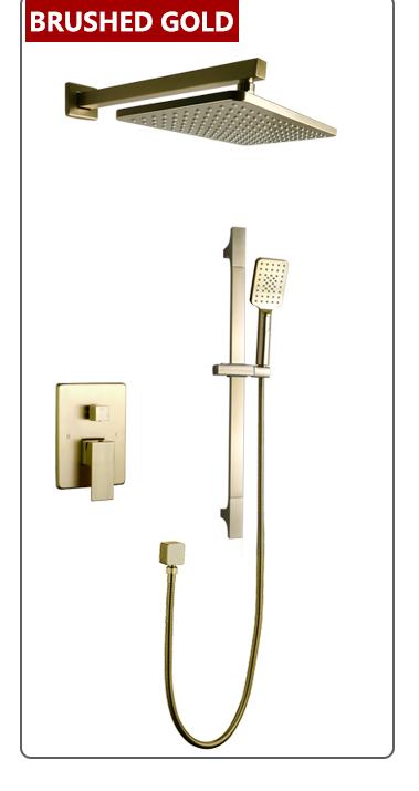 Chrome-CUPC-Modern rectangular 12x12"  rain head with  2 way function diverter completed shower kit