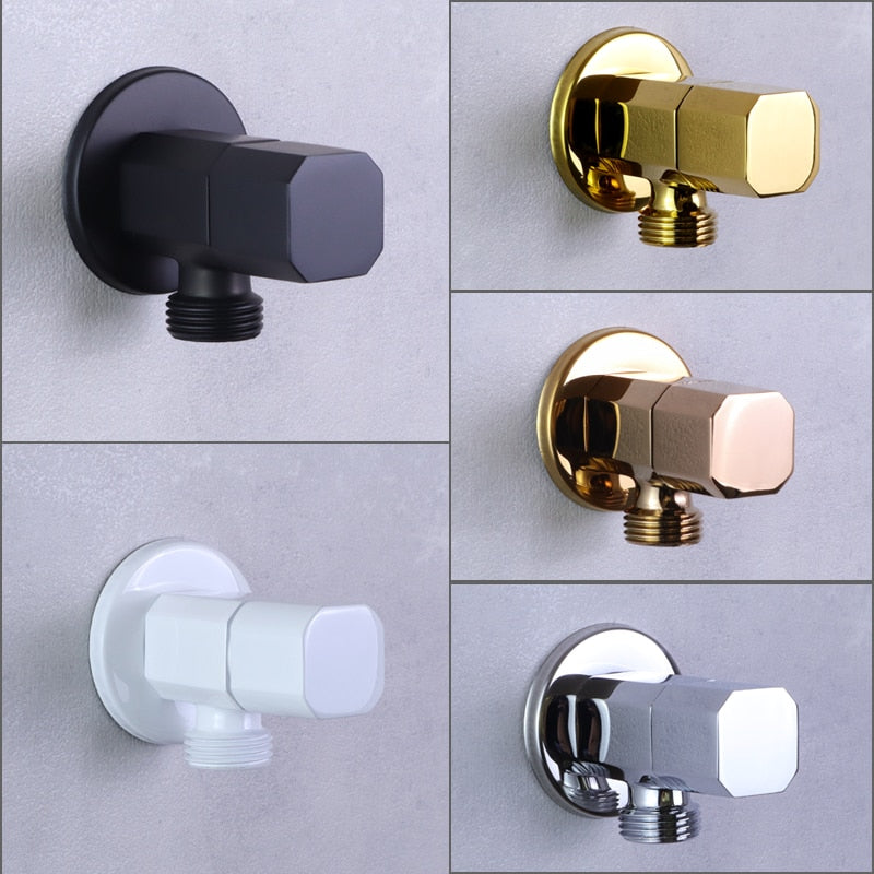 Wall Mounted Angle Water Supply Valve G 1/2 Black-Gold-Rose Gold-Brushed Gold-Grey Gun-White