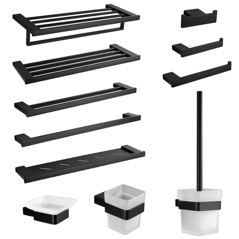 Black square bathroom accessories