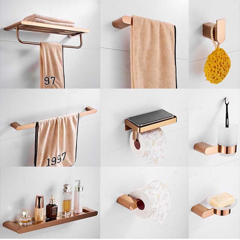 Rose gold modern bathroom accessories