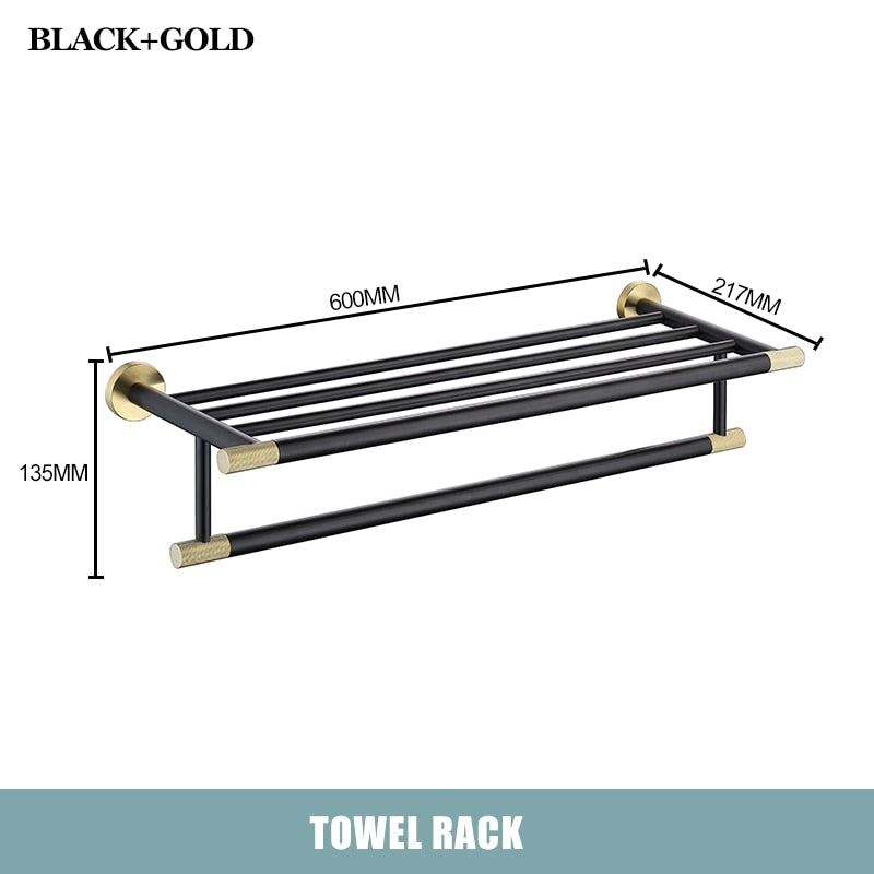 CARA-Black with brushed gold two tone bathroom accessories