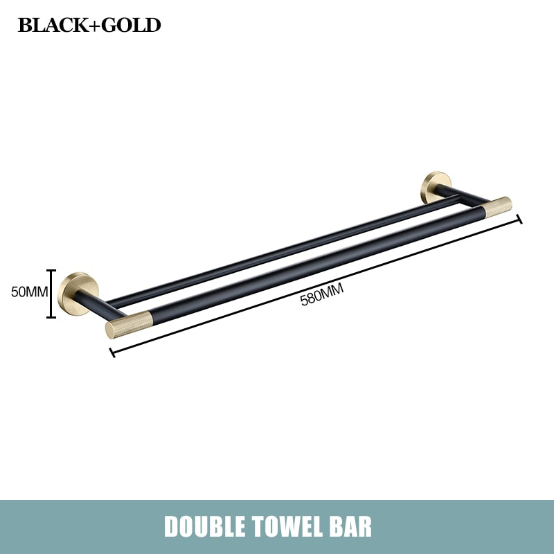 CARA-Black with brushed gold two tone bathroom accessories