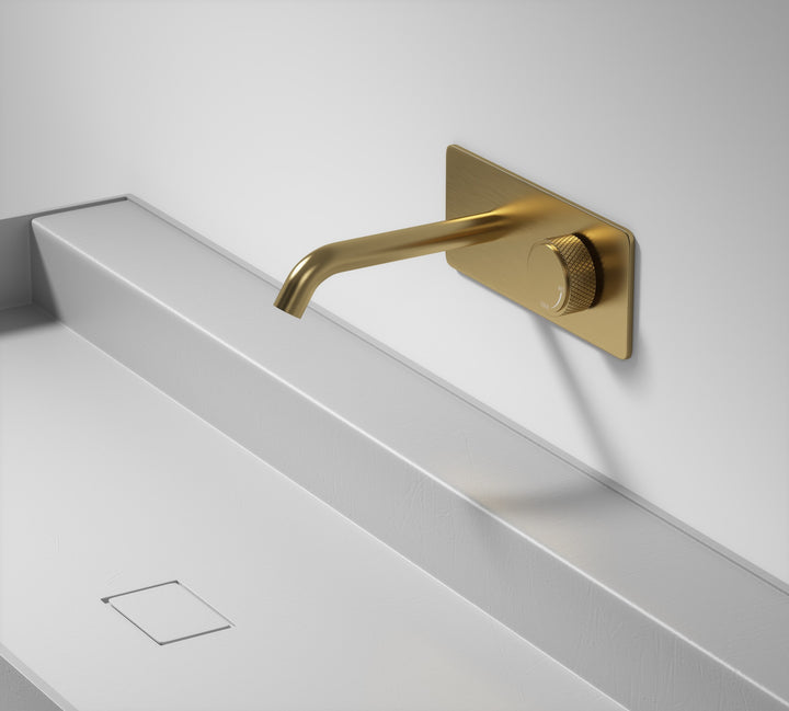 VITA-Brushed gold wall mounted single lever bathroom faucet