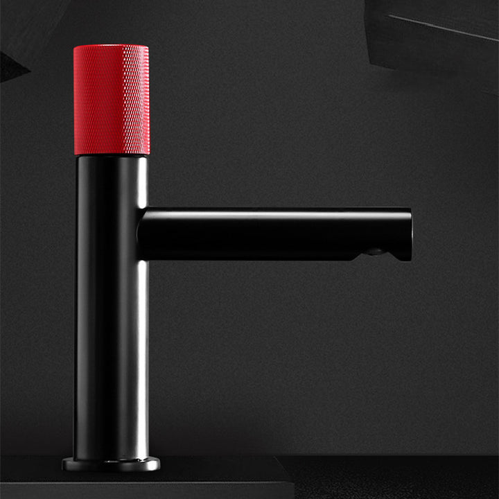 Black with red single hole bathroom faucet