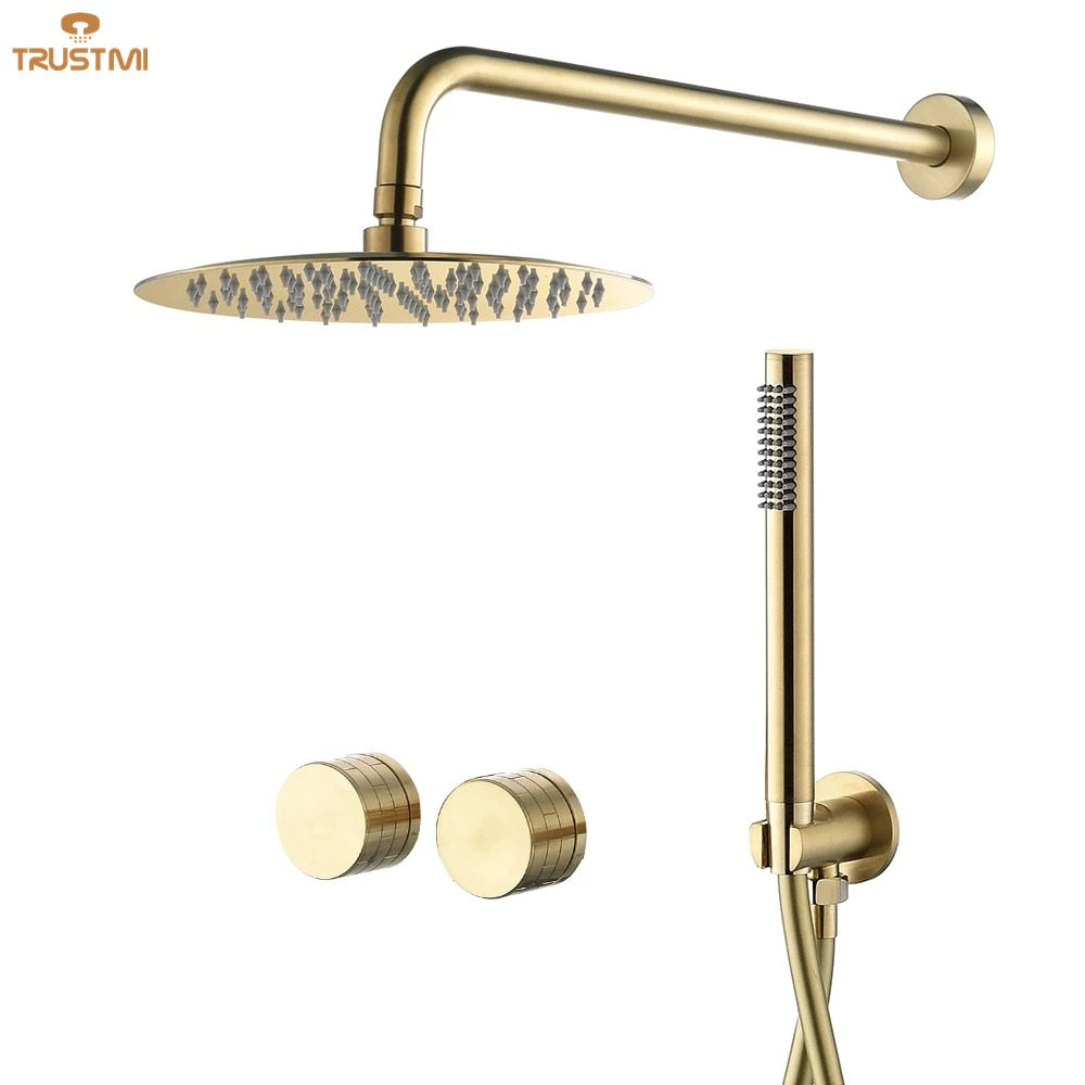 Lyon - Black -Brushed Gold 2 way volume control shower kit