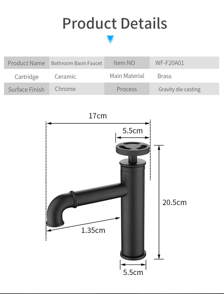 Industrial Victorian Handle Single Hole Lavatory Faucet