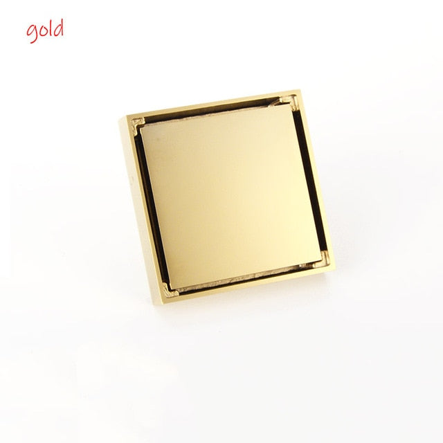 Brushed gold- Black Matte- Gold  4" X 4" SQUARE SHOWER DRAIN