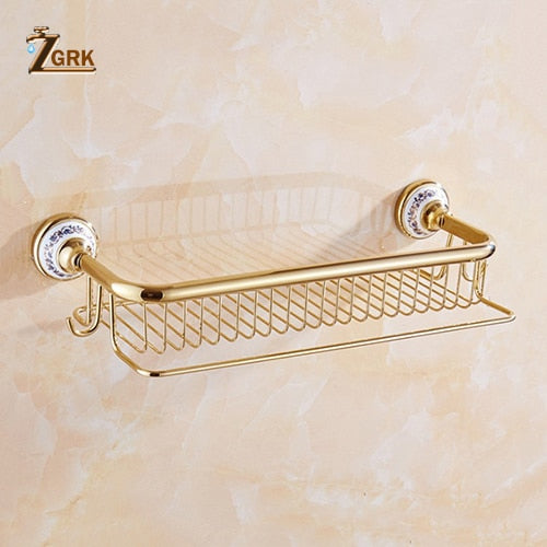 Gold polished with porcelain Victorian antique bathroom accessories