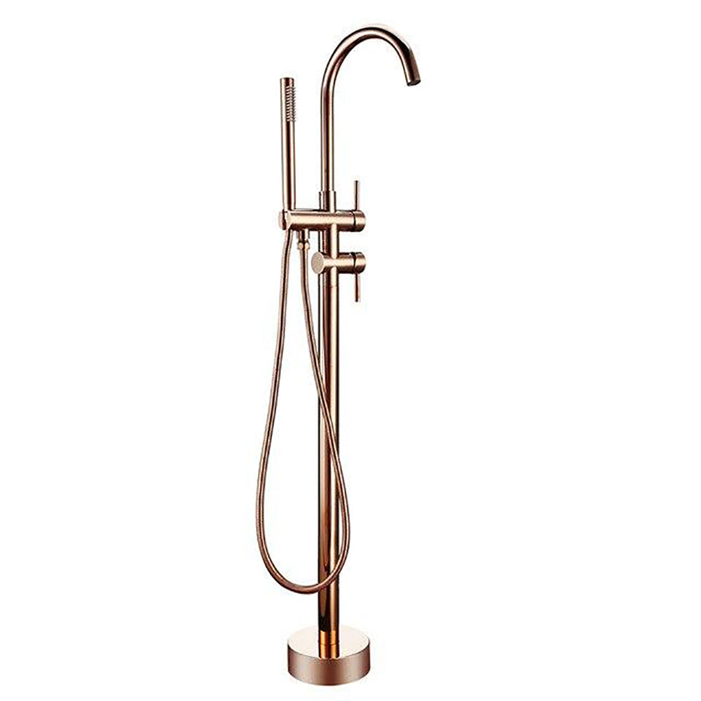 Rose Gold Polished Free Standing Bathtub Filler Faucet