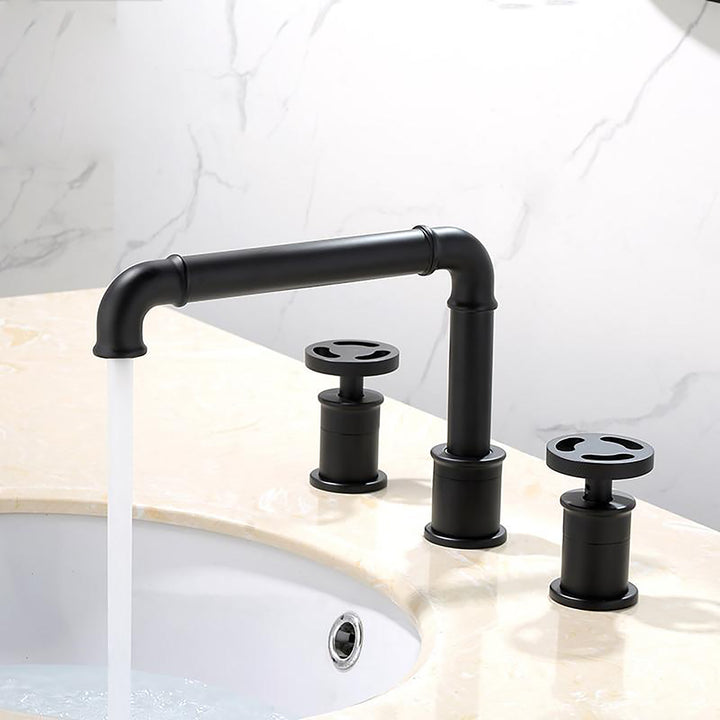 Industrial  8" Inch wide spread Industrial Victorian Bathroom Faucet