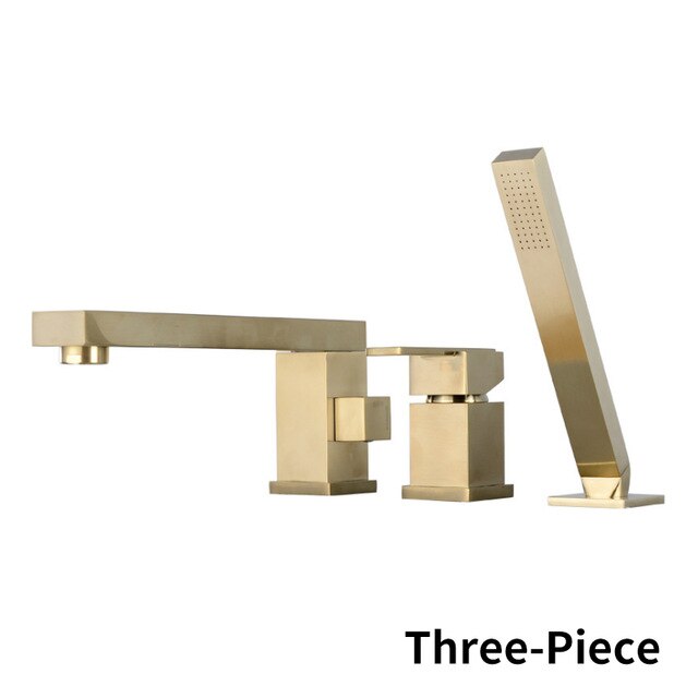 Brushed gold- Black matte  deck mount bathtub filler faucet kit