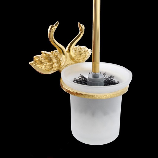 Gold Polished Brass Swan Bathroom Accessories