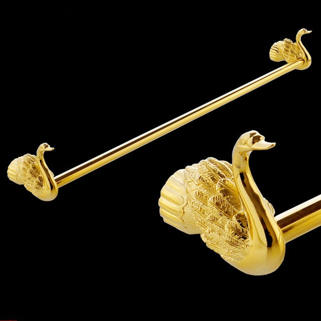 Gold Polished Brass Swan Bathroom Accessories