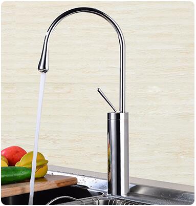 Brushed Gold-Black-White Tall Vessel Basin Bathroom Faucet