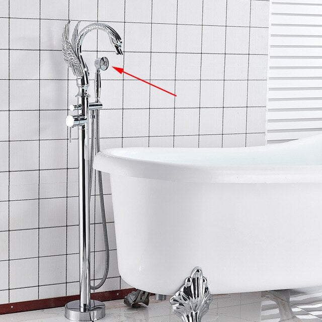 Swan Black-Chrome- Brushed Nickel Floor Freestanding Bathtub Filler