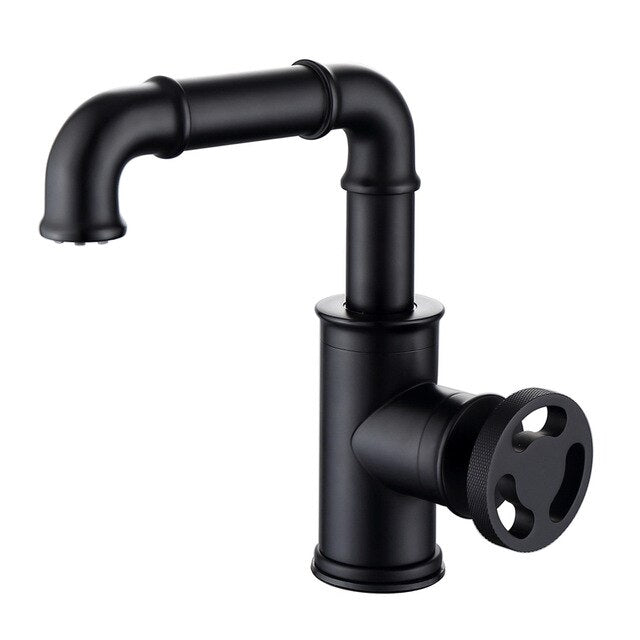 Gold & Black Modern Industrial Tall and Short Bathroom Faucet