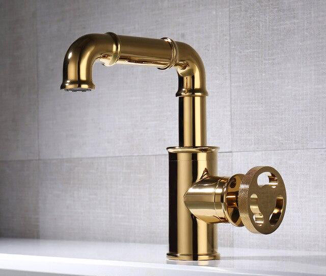 Gold & Black Modern Industrial Tall and Short Bathroom Faucet