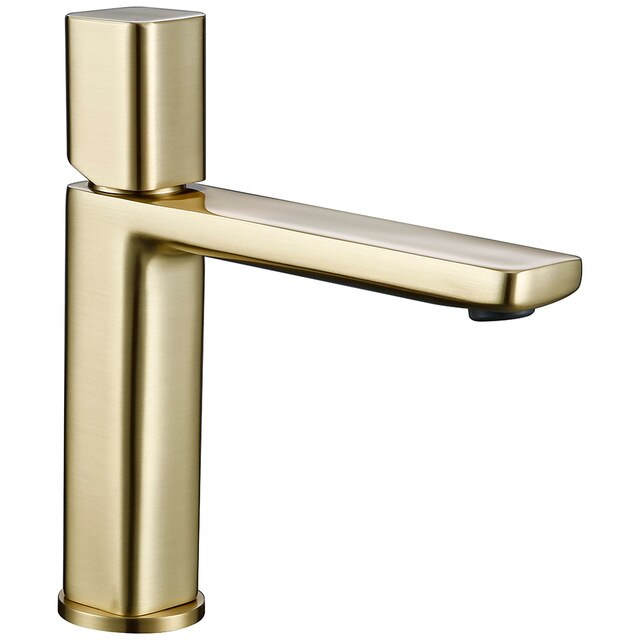 Brushed Gold-White- Chrome Single Hole Bathroom Lavatory Faucet