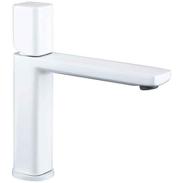 Brushed Gold-White- Chrome Single Hole Bathroom Lavatory Faucet