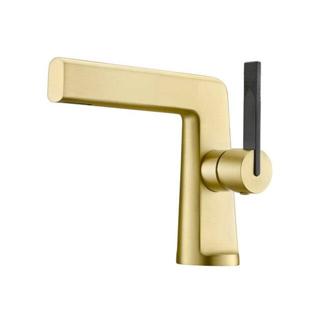 Black-Brushed gold modern single hole bathroom faucet