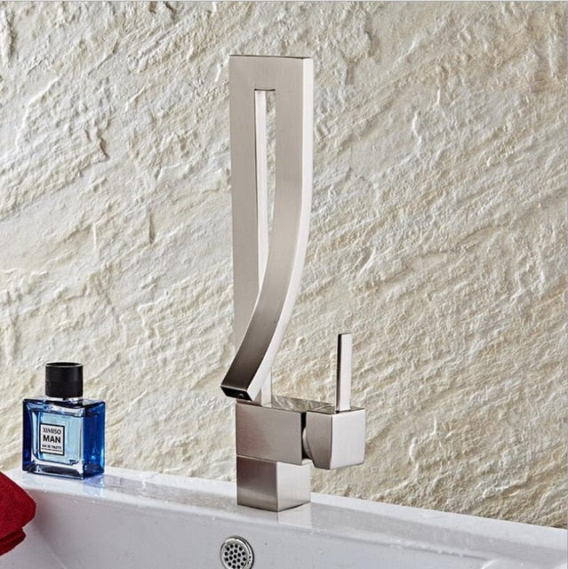 Rose Gold waterfall Single Hole Bathroom Faucet