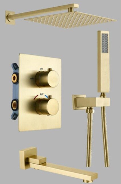 Gold polished - Brushed gold  2 and 3 Way Control Thermostatic Shower Shower Kit