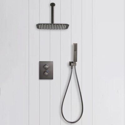 Gun metal  square 2 and 3 way thermostaitc shower kit