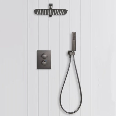 Gun metal  square 2 and 3 way thermostaitc shower kit