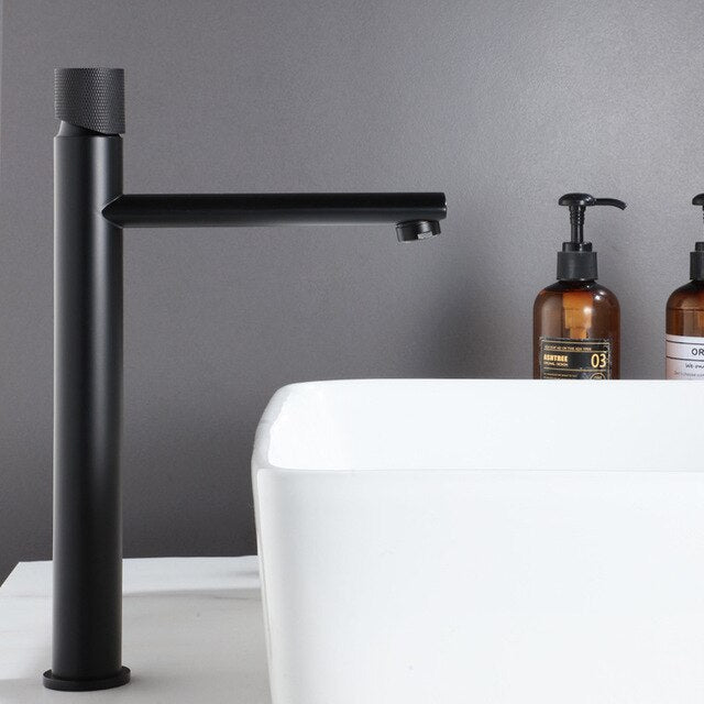 Nordic design Tall Vessel Sink and Single Hole Lavatory Faucet