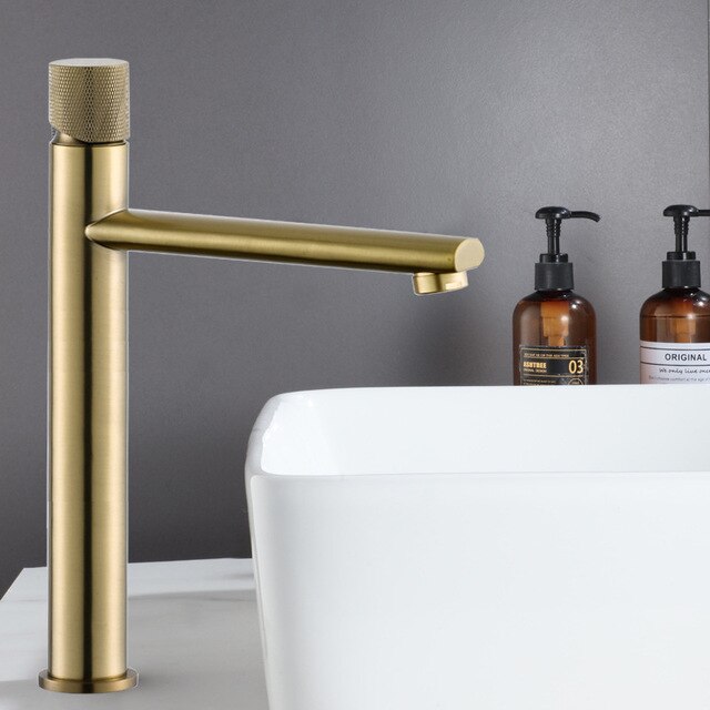 Nordic design Tall Vessel Sink and Single Hole Lavatory Faucet