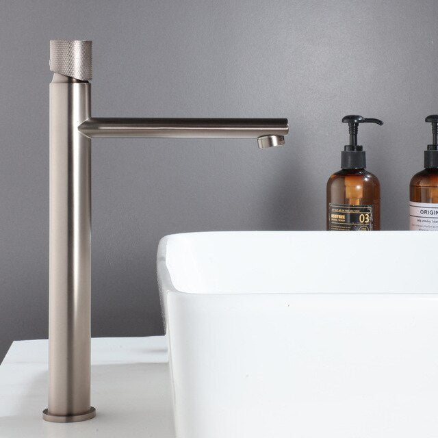 Nordic design Tall Vessel Sink and Single Hole Lavatory Faucet